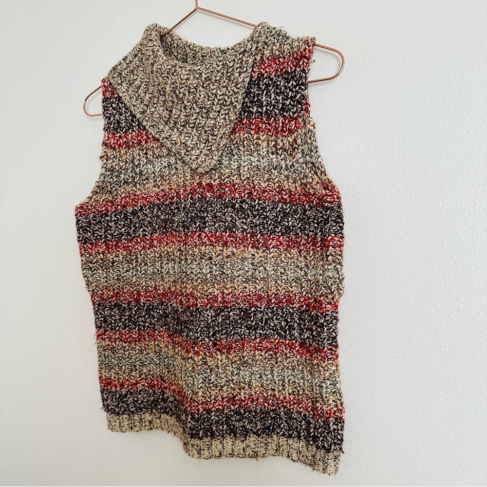 J.Crew Striped Chunky Knit Sleeveless Turtleneck Sweater Vest Wool Blend - Picture 5 of 6
